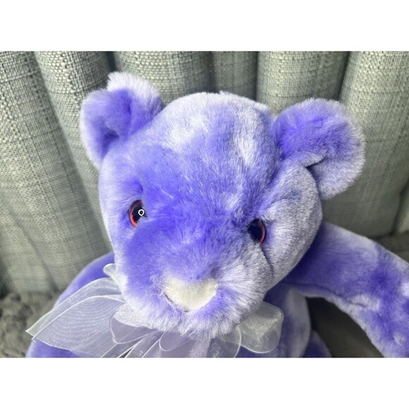 Commonwealth Purple Bear Plush Stuffed Animal Toy Teddy Bow Heart Nose 10 Inch - Picture 3 of 13